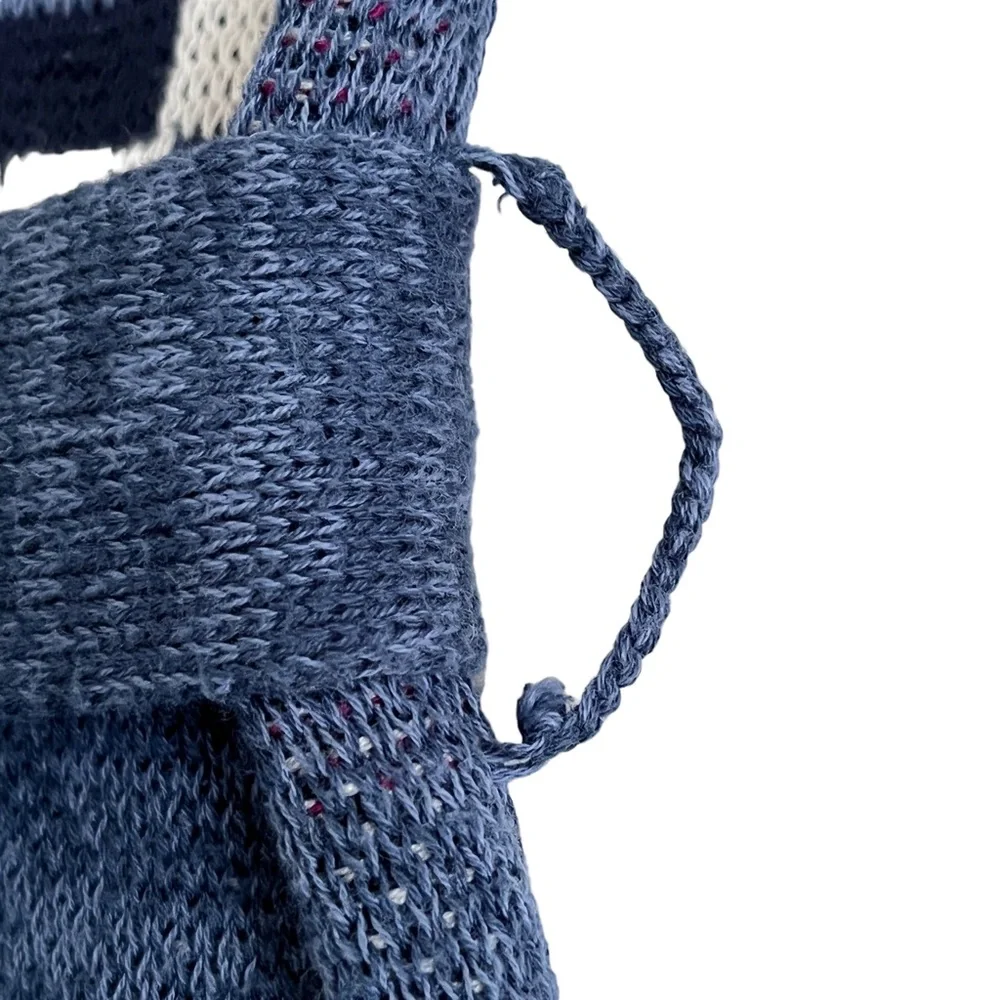 Blue Patterned Belted Shawl Cardigan Sweater - Picture 11 of 16